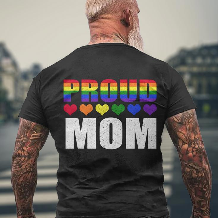 Proud Mom Lgbtmeaningful Giftq Gay Pride Ally Lgbt Parent Rainbow Heart Gift Men's Crewneck Short Sleeve Back Print T-shirt Gifts for Old Men