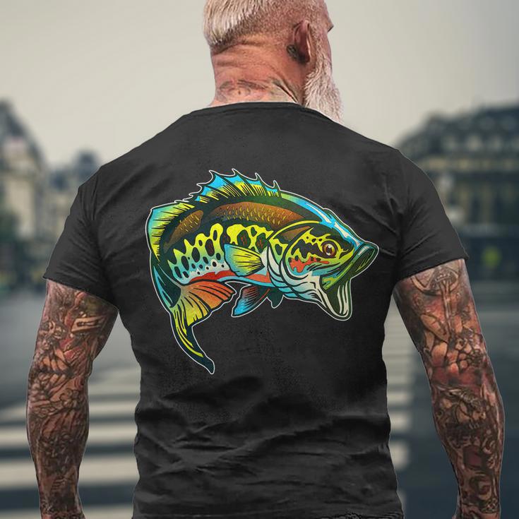 Rainbow Colorful Bass Men's Crewneck Short Sleeve Back Print T-shirt Gifts for Old Men