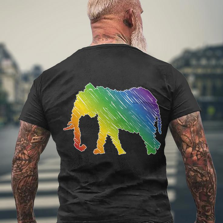 Rainbow Elephant V2 Men's Crewneck Short Sleeve Back Print T-shirt Gifts for Old Men