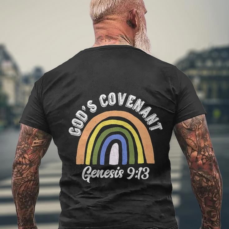 Rainbow Gods Covenant Bible Funny Christian Lover Men's Crewneck Short Sleeve Back Print T-shirt Gifts for Old Men