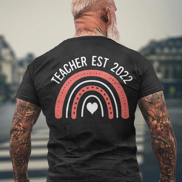 Womens Rainbow Teacher Est 2022 New Teachers Graduation Established Men's T-shirt Back Print Gifts for Old Men