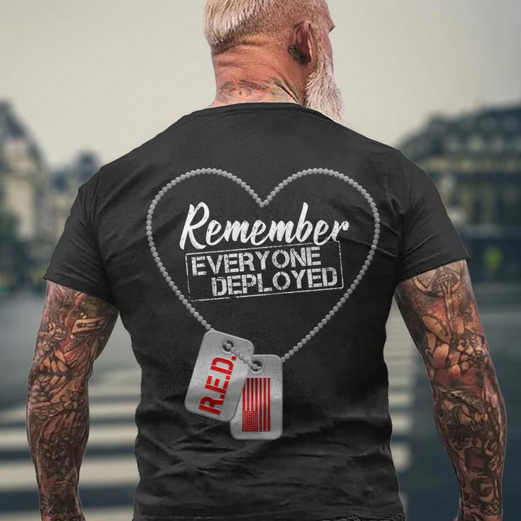 Red Remember Everyone Deployed Dog Tags Tshirt Men's Crewneck Short Sleeve Back Print T-shirt Gifts for Old Men