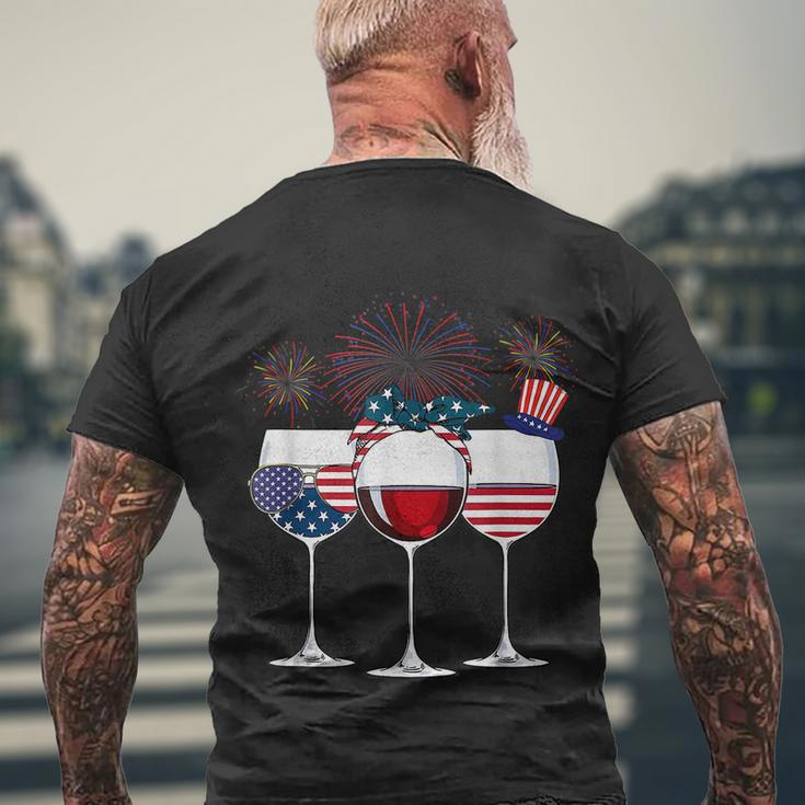 Red White And Blue Wine Glass 4Th Of July V2 Men's Crewneck Short Sleeve Back Print T-shirt Gifts for Old Men