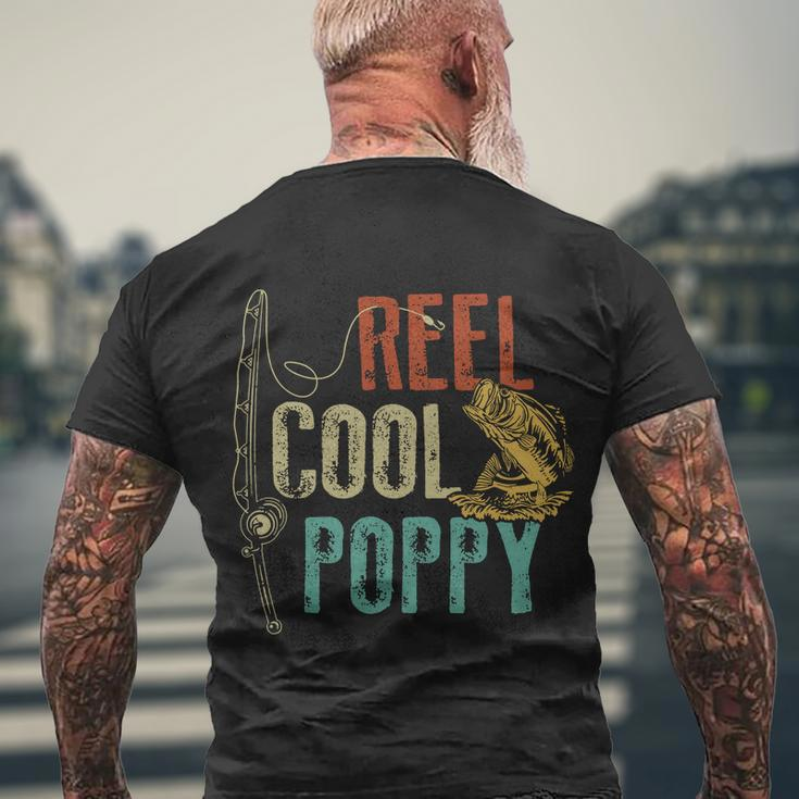Reel Cool Poppy Fishing Grandpa Gift Fathers Day Fisherman Men's Crewneck Short Sleeve Back Print T-shirt Gifts for Old Men