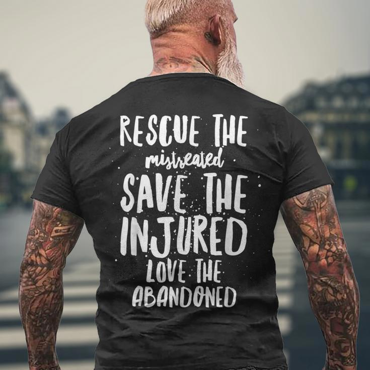 Rescue Save Love - Cute Animal Rescue Dog Cat Lovers Men's T-shirt Back Print Gifts for Old Men