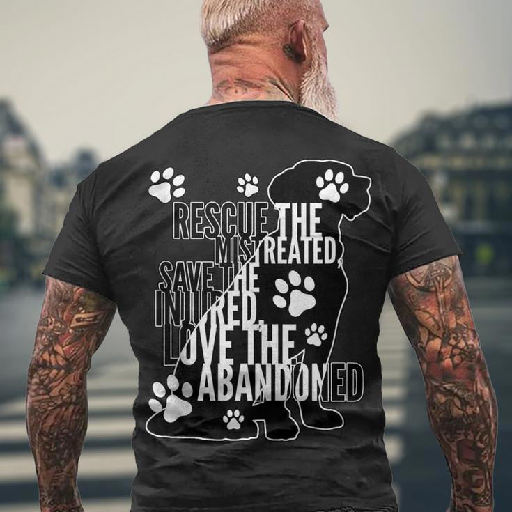 Rescue Save Love - Cute Animal Rescue Dog Cat Lovers Men's T-shirt Back Print Gifts for Old Men