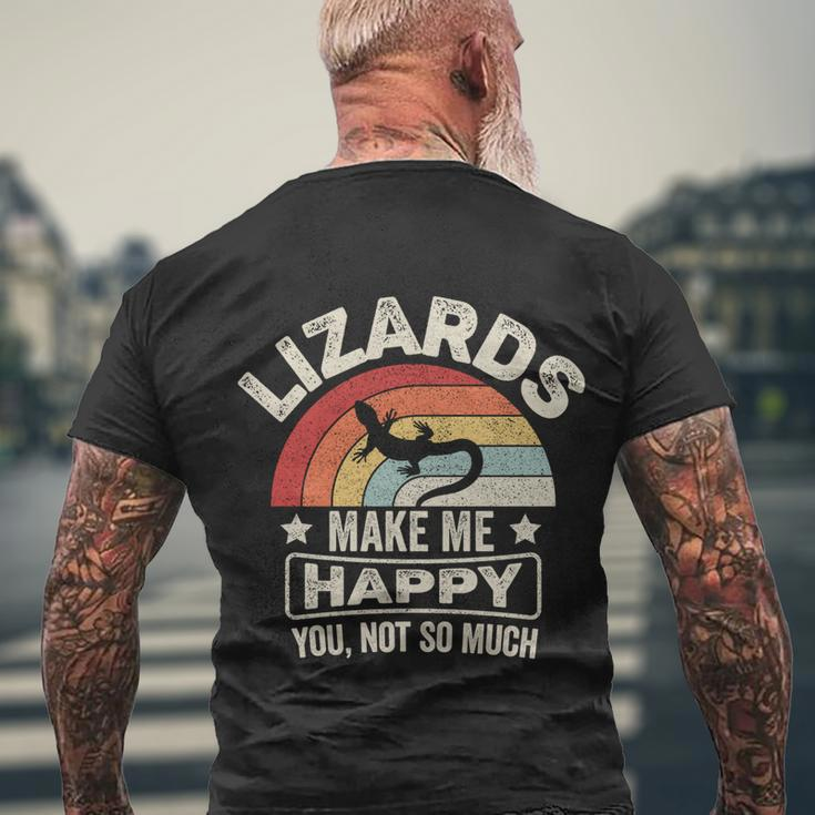 Retro Lizards Make Me Happy You Not So Much Lizard Lover Cool Gift Men's Crewneck Short Sleeve Back Print T-shirt Gifts for Old Men