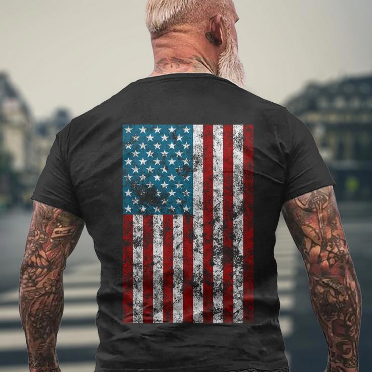 Retro Style 4Th July Usa Patriotic Distressed America Flag Gift Men's Crewneck Short Sleeve Back Print T-shirt Gifts for Old Men