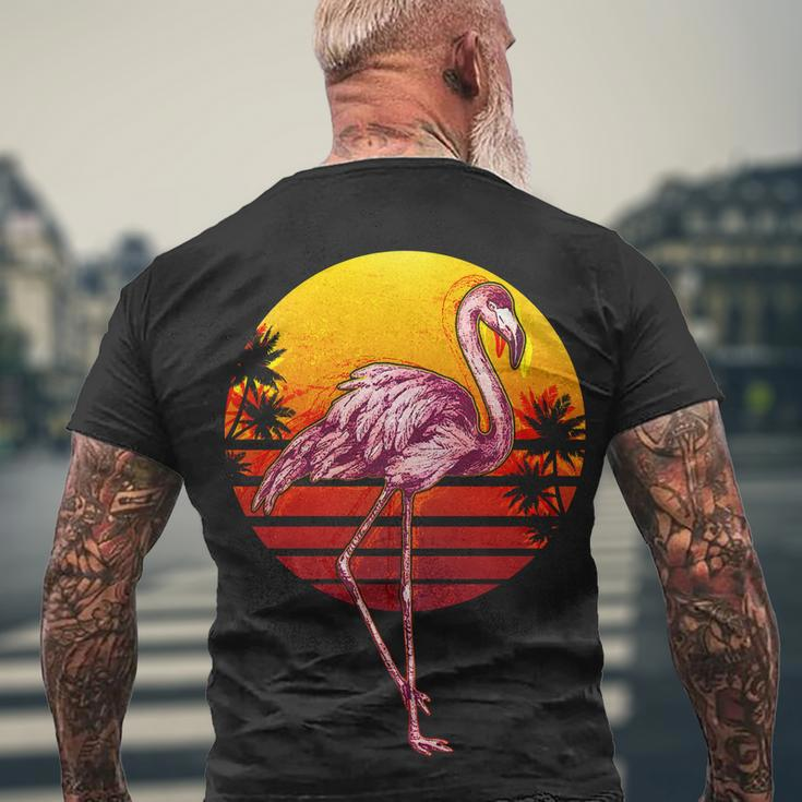 Retro Vintage Flamingo V2 Men's Crewneck Short Sleeve Back Print T-shirt Gifts for Old Men