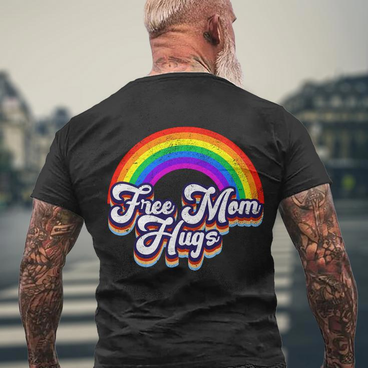 Retro Vintage Free Mom Hugs Rainbow Lgbtq Pride V2 Men's Crewneck Short Sleeve Back Print T-shirt Gifts for Old Men