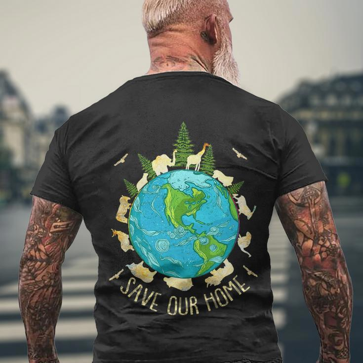 Save Our Home Animals Wildlife Conservation Earth Day Men's Crewneck Short Sleeve Back Print T-shirt Gifts for Old Men