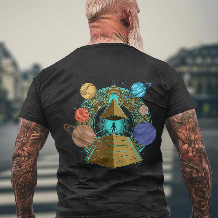 Sci Fi Ufo Abduction Pyramids Ancient Egypt Science Alien Men's Crewneck Short Sleeve Back Print T-shirt Gifts for Old Men