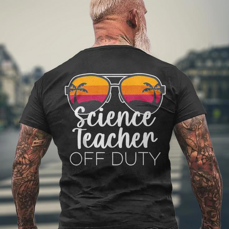 Science Teacher Off Duty Sunglasses Beach Sunset V2 Men's T-shirt Back Print Gifts for Old Men