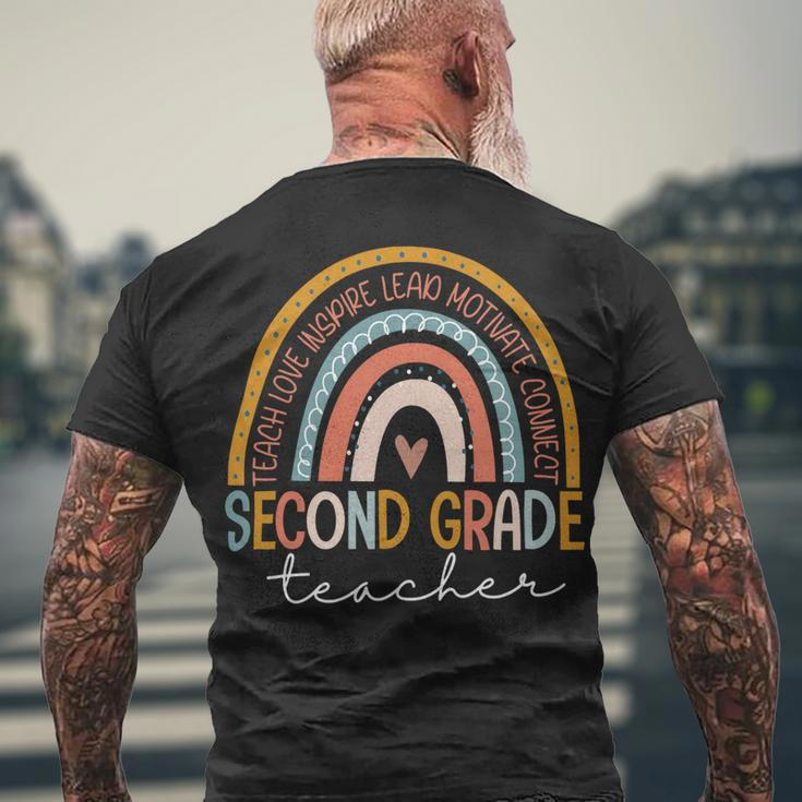 Second Grade Teacher Teach Love Inspire Boho Rainbow Men's T-shirt Back Print Gifts for Old Men