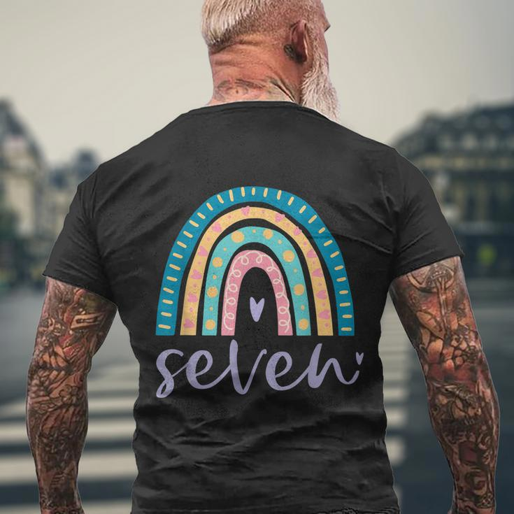 Seven Year Old Rainbow Birthday Gifts For Girls 7Th Bday Men's Crewneck Short Sleeve Back Print T-shirt Gifts for Old Men