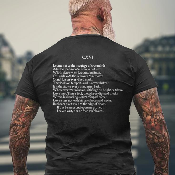 Shakespearian Sonnet-116 Poet Lover Men's Back Print T-shirt Gifts for Old Men