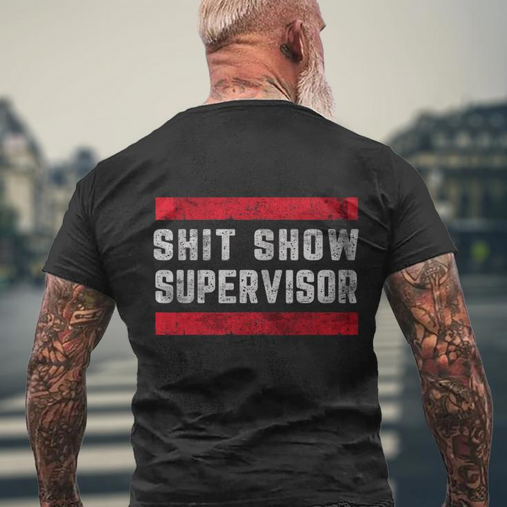 Shit Show Supervisor Sarcastic Distressed Tshirt Men's Crewneck Short Sleeve Back Print T-shirt Gifts for Old Men