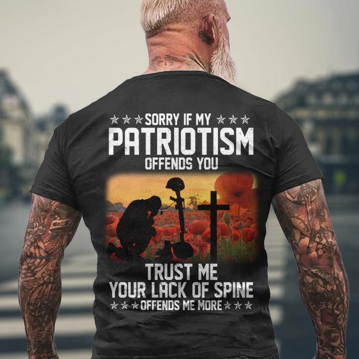 Sorry If My Patriotism Offends You Tshirt Men's Crewneck Short Sleeve Back Print T-shirt Gifts for Old Men