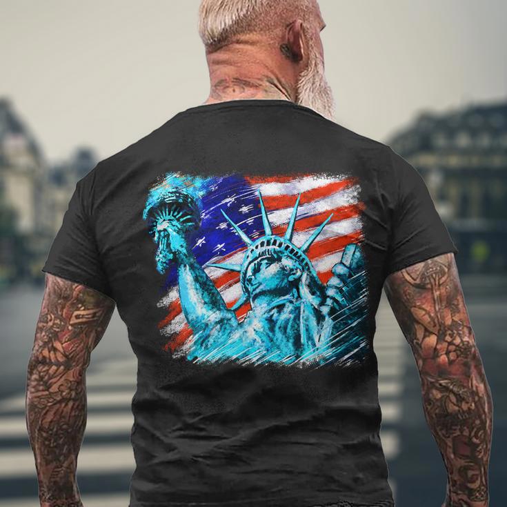 Statue Of Liberty Usa Men's Crewneck Short Sleeve Back Print T-shirt Gifts for Old Men