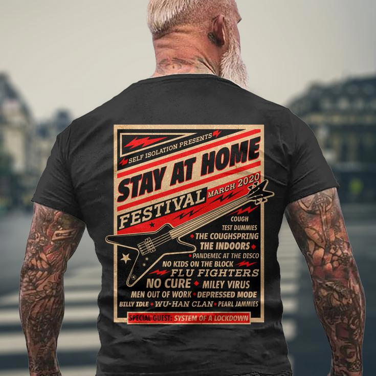Stay At Home Festival Concert Poster Quarantine Tshirt Men's Crewneck Short Sleeve Back Print T-shirt Gifts for Old Men