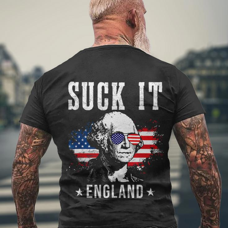 Suck It England Funny 4Th Of July George Washington Men's Crewneck Short Sleeve Back Print T-shirt Gifts for Old Men