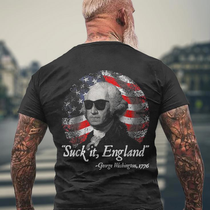 Suck It England Funny 4Th Of July George Washington Men's Crewneck Short Sleeve Back Print T-shirt Gifts for Old Men