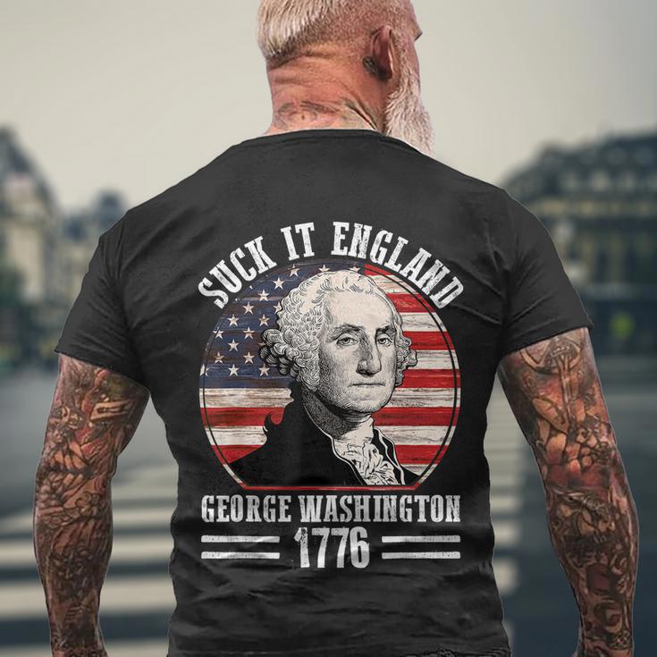 Suck It England Funny 4Th Of July George Washington Men's Crewneck Short Sleeve Back Print T-shirt Gifts for Old Men