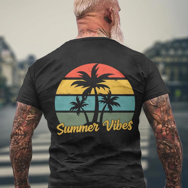 Summer Vibes Tropical Retro Sunset Men's Crewneck Short Sleeve Back Print T-shirt Gifts for Old Men