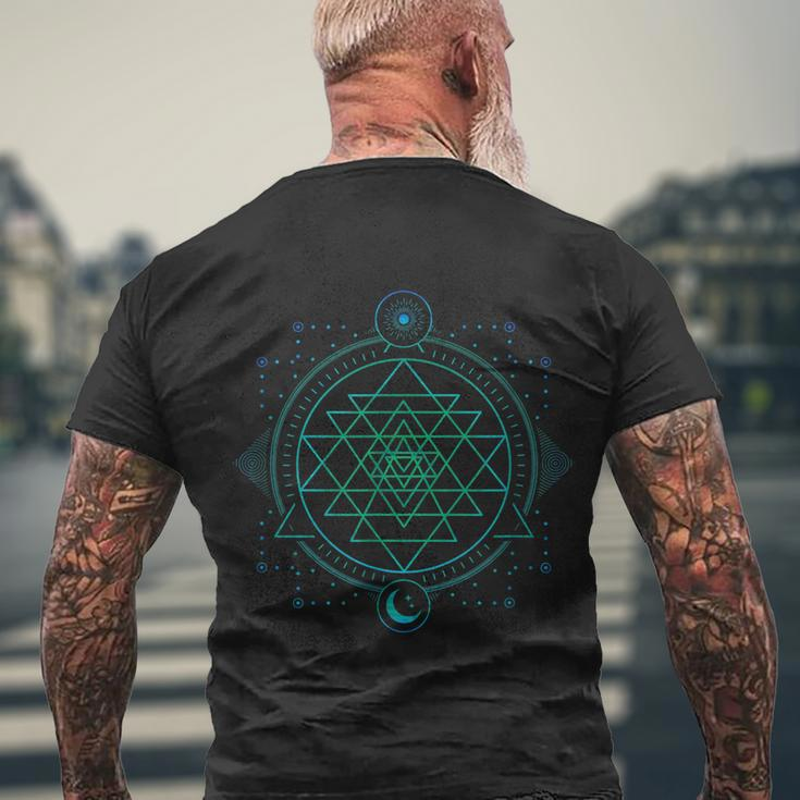 Sun And Moon Chakra Geometry Sri Yantra Men's Crewneck Short Sleeve Back Print T-shirt Gifts for Old Men