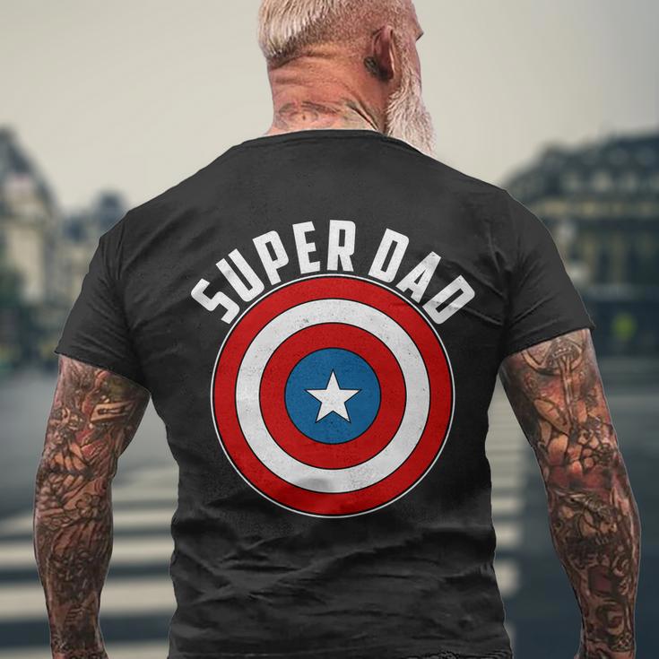 Super Dad Superhero Shield Fathers Day Men's Crewneck Short Sleeve Back Print T-shirt Gifts for Old Men