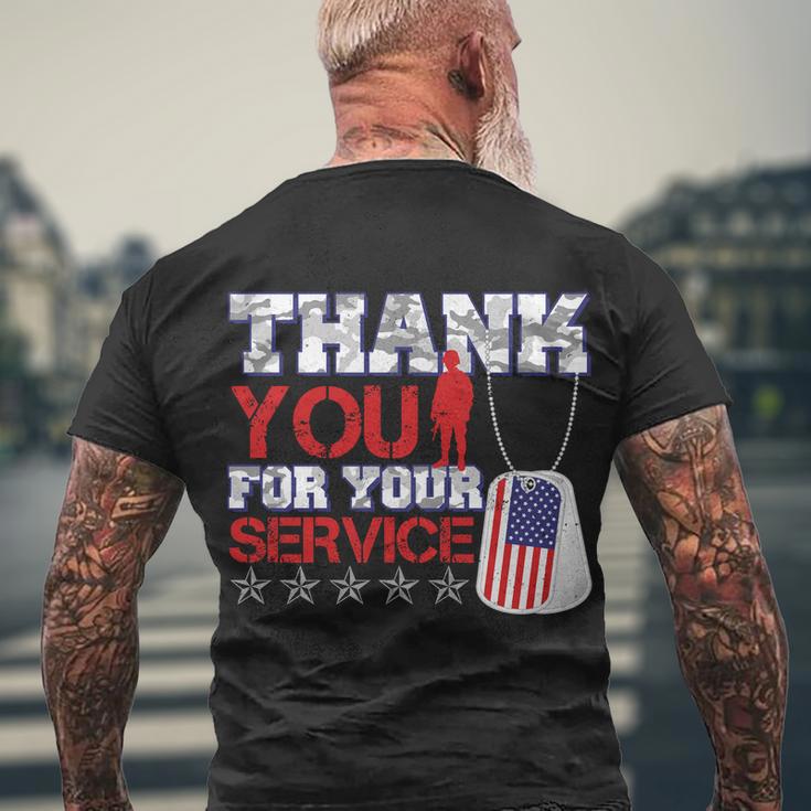 Thank You For Your Service Veterans Day Men's Crewneck Short Sleeve Back Print T-shirt Gifts for Old Men