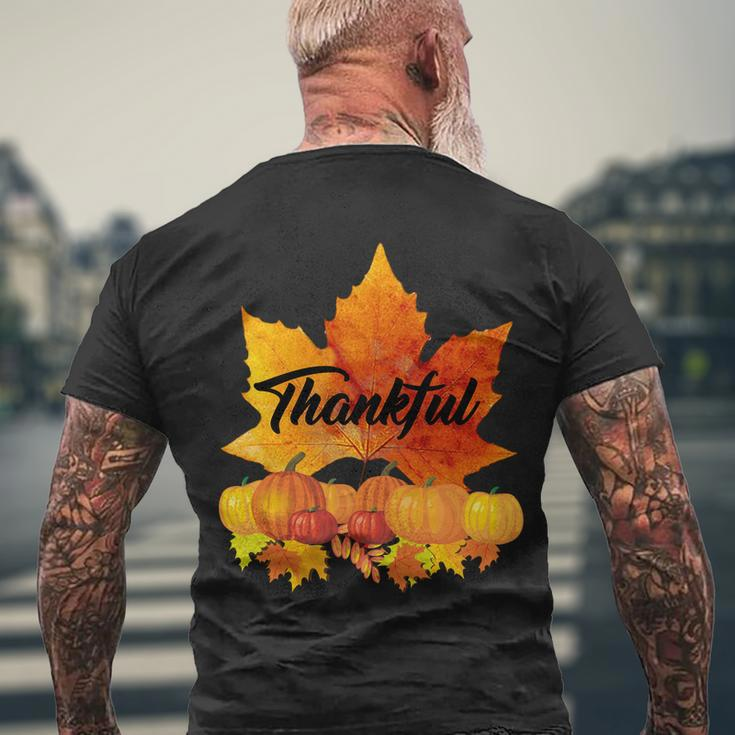 Thankful Autumn Leaves Thanksgiving Fall Tshirt Men's Crewneck Short Sleeve Back Print T-shirt Gifts for Old Men