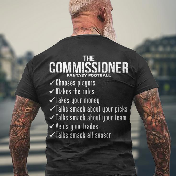 The Commissioner Fantasy Football Tshirt Men's Crewneck Short Sleeve Back Print T-shirt Gifts for Old Men