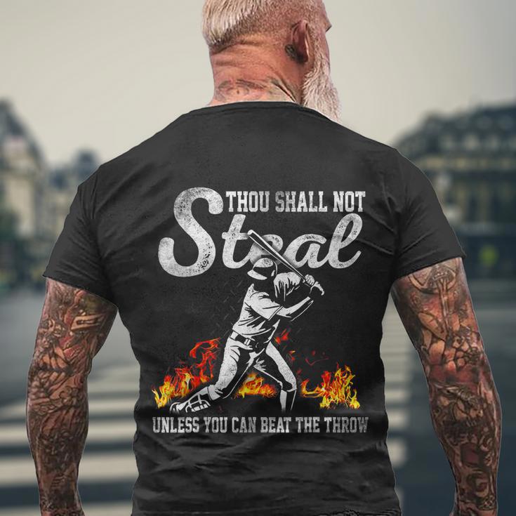 Thou Shall Not Steal Unless You Can Beat The Throw Baseball Tshirt Men's Crewneck Short Sleeve Back Print T-shirt Gifts for Old Men