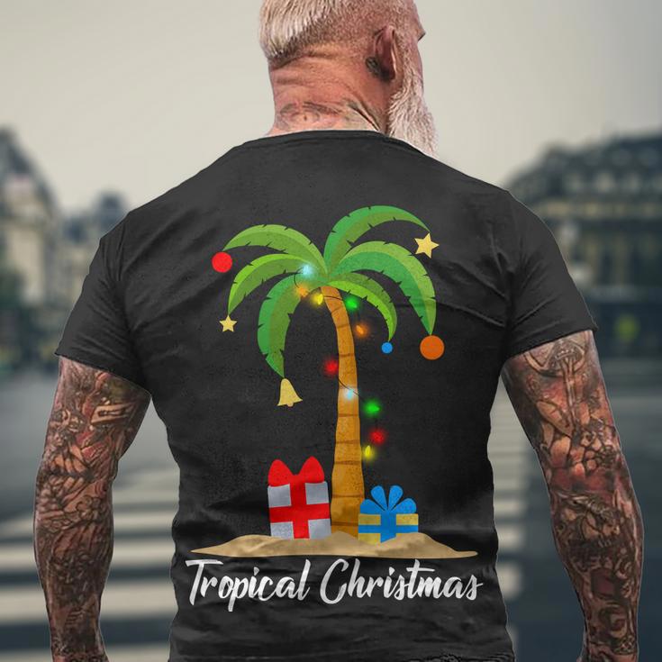 Tropical Christmas Men's Crewneck Short Sleeve Back Print T-shirt Gifts for Old Men