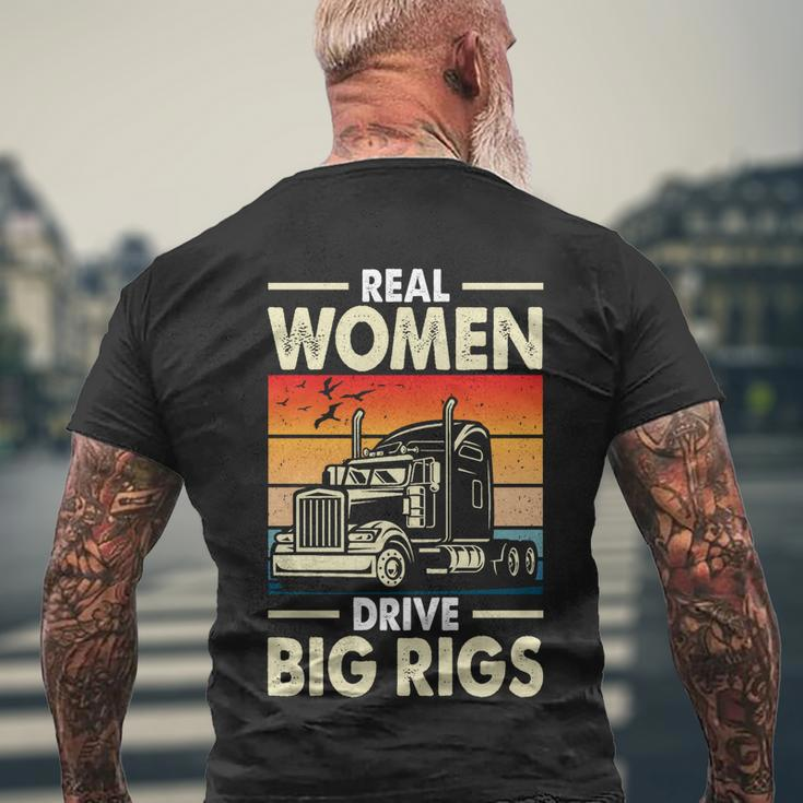 Truck Driver Gift Real Drive Big Rigs Vintage Gift Men's Crewneck Short Sleeve Back Print T-shirt Gifts for Old Men