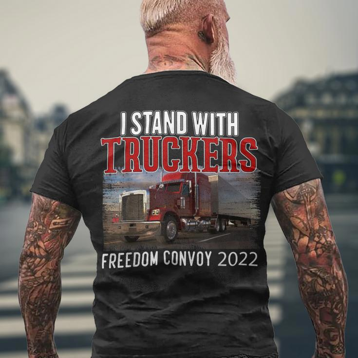 Trucker Trucker Support I Stand With Truckers Freedom Convoy _ Men's T-shirt Back Print Gifts for Old Men