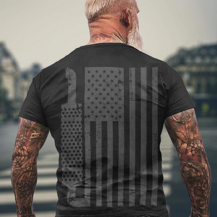 Trucker Truck Driver American Flag With Exhaust Patriotic Trucker Men's T-shirt Back Print Gifts for Old Men