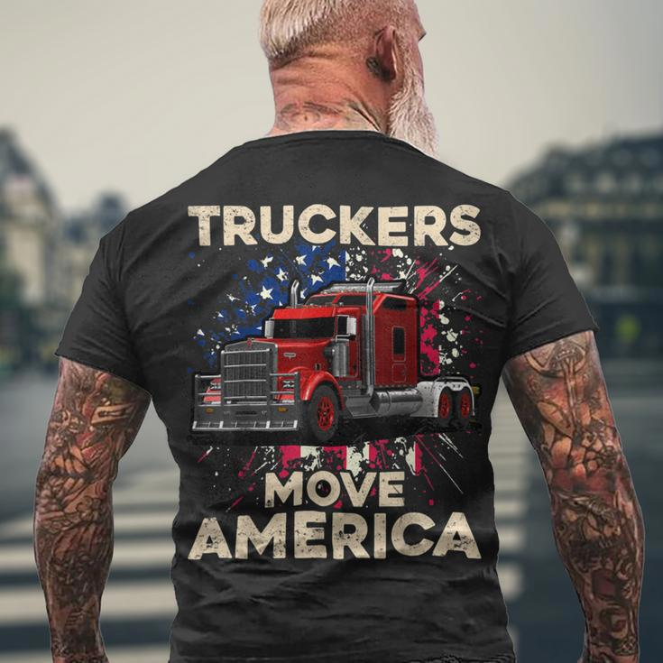 Trucker Truck Driver Trucker American Flag Truck Driver Men's T-shirt Back Print Gifts for Old Men