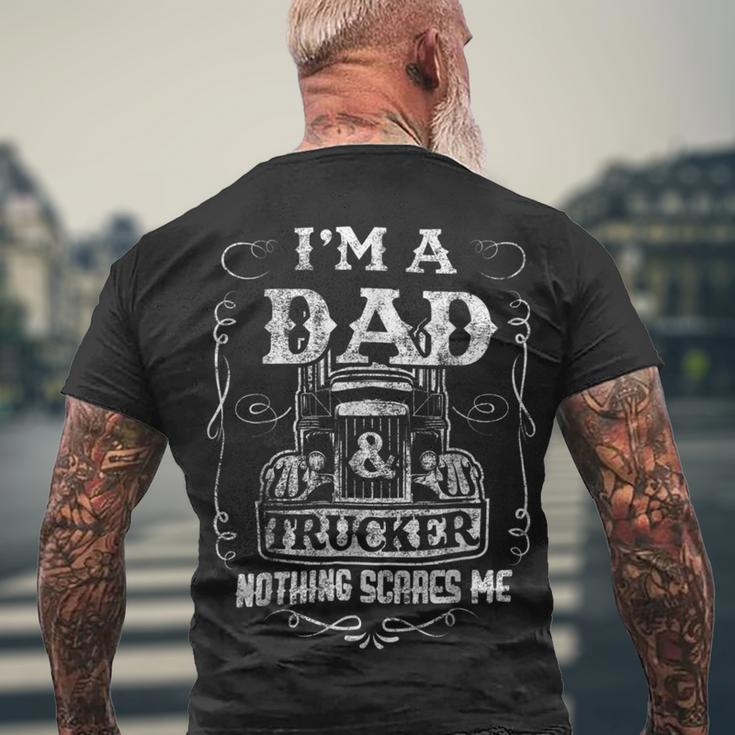 Trucker Truck Driver Fun Fathers Day Im A Dad And Trucker Vintage Men's T-shirt Back Print Gifts for Old Men