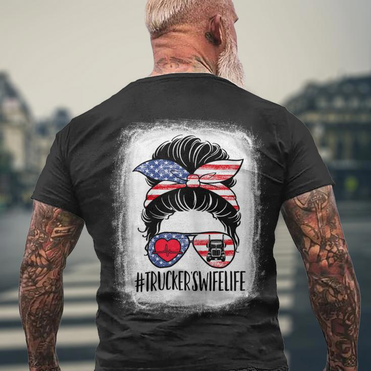 Trucker Truckers Wife Life Truck American Trucker Messy Bun Hair Men's T-shirt Back Print Gifts for Old Men