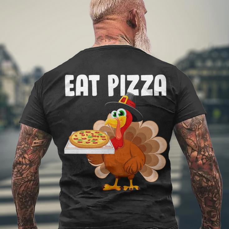 Turkey Eat Pizza Funny Tshirt Men's Crewneck Short Sleeve Back Print T-shirt Gifts for Old Men