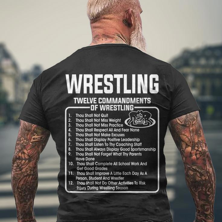 Twelve Commandments Of Wrestling Tshirt Men's Crewneck Short Sleeve Back Print T-shirt Gifts for Old Men