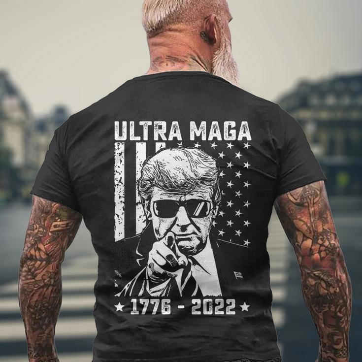 Ultra Maga Donald Trump American Flag Tshirt Men's Crewneck Short Sleeve Back Print T-shirt Gifts for Old Men