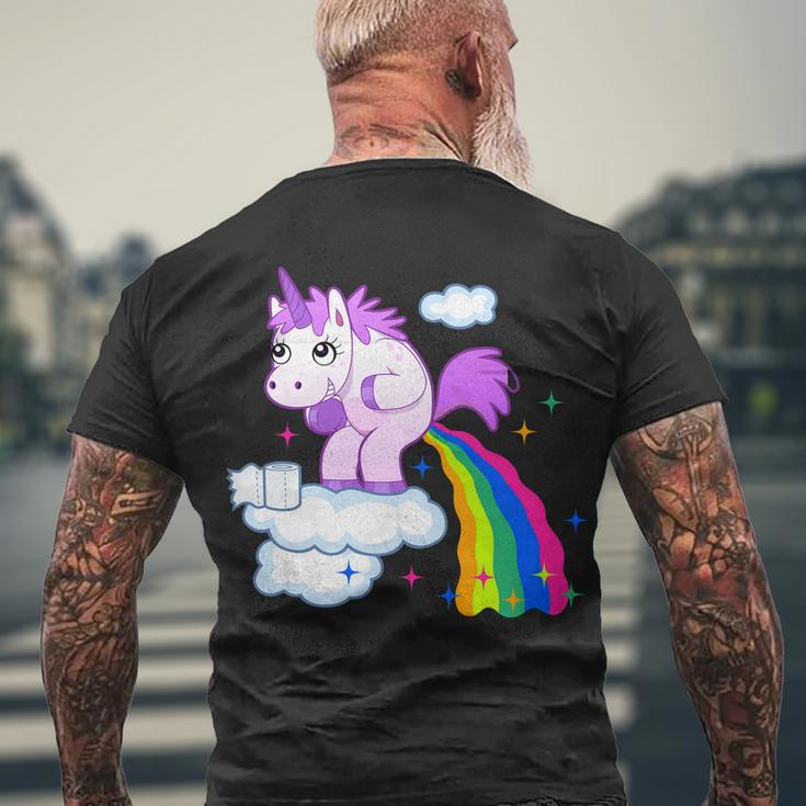 Unicorn Pooping A Rainbow Tshirt Men's Crewneck Short Sleeve Back Print T-shirt Gifts for Old Men