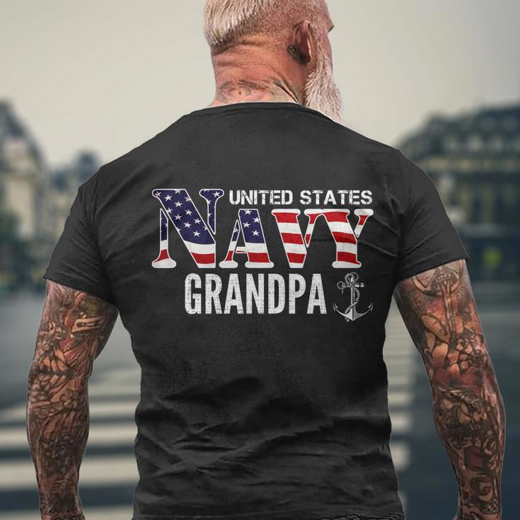 United States Vintage Navy With American Flag Grandpa Gift Great Gift Men's Crewneck Short Sleeve Back Print T-shirt Gifts for Old Men