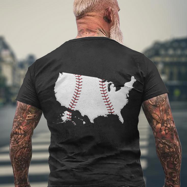 Us Map American Baseball Men's Crewneck Short Sleeve Back Print T-shirt Gifts for Old Men