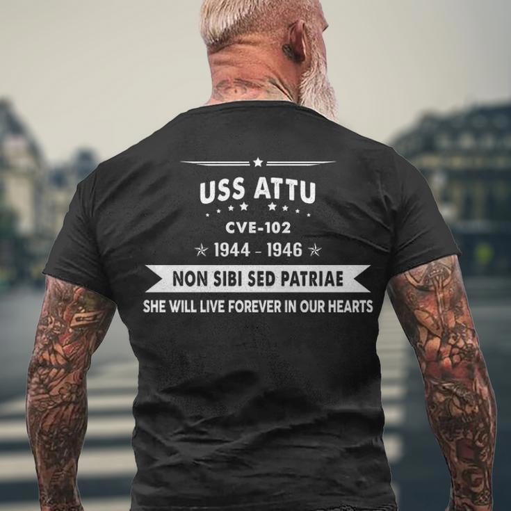 Uss Attu Cve V2 Men's Crewneck Short Sleeve Back Print T-shirt Gifts for Old Men