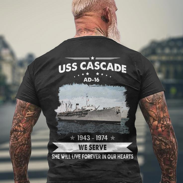 Uss Cascade Ad Men's Crewneck Short Sleeve Back Print T-shirt Gifts for Old Men