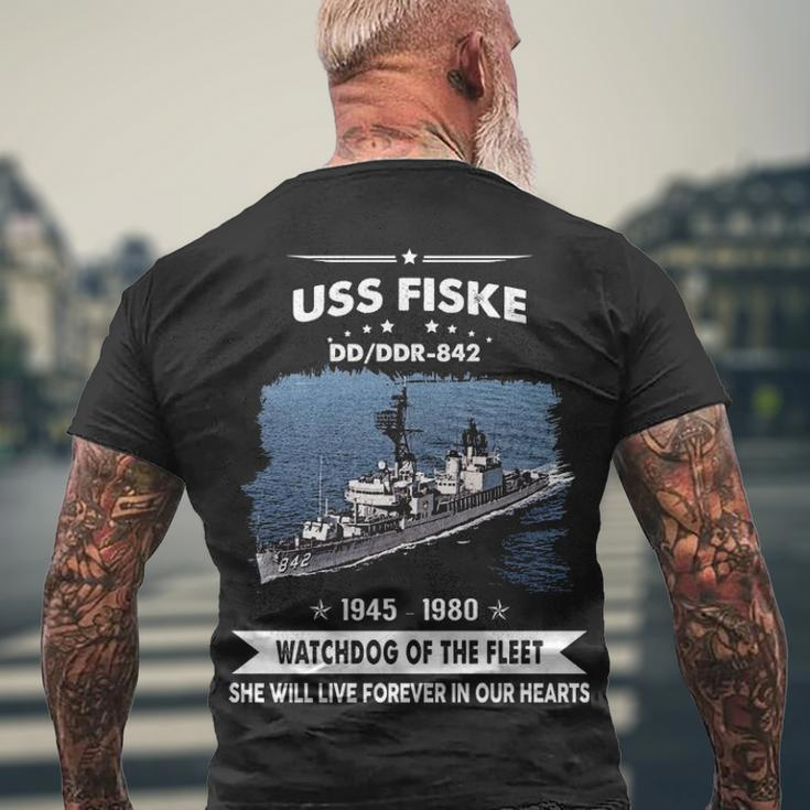 Uss Fiske Dd Men's Crewneck Short Sleeve Back Print T-shirt Gifts for Old Men